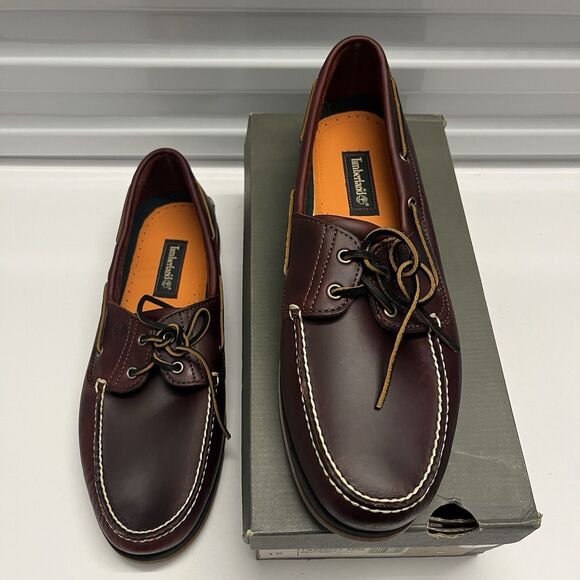 TIMBERLAND MENS CLASSIC 2 EYE ROOT BEER SHOE BROWN FULL GRAIN BOAT SHOE SZ 14 main image 9